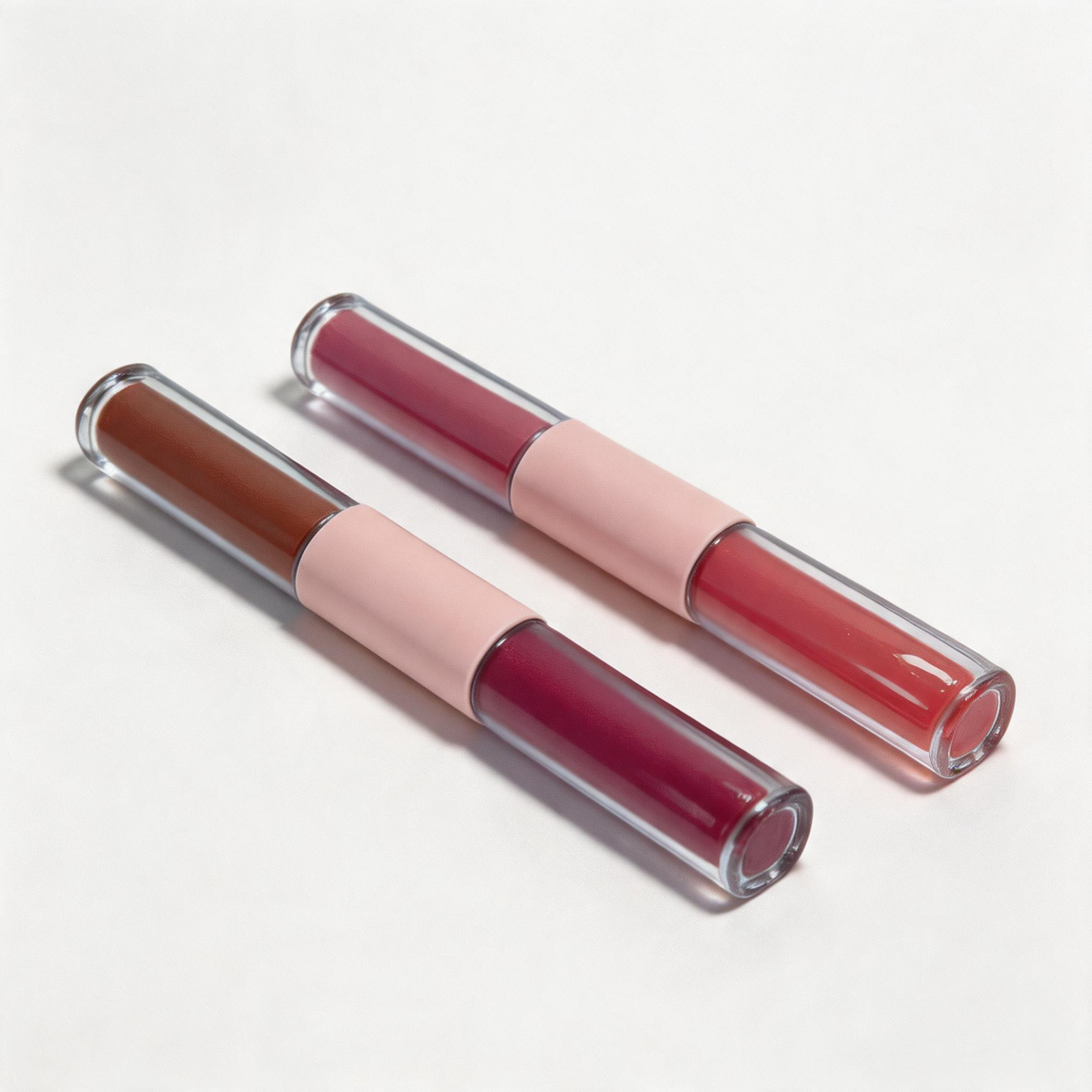 Dual-Ended Liquid Lipstick & Glassy Lip Gloss Duo in Pastel Pink Case