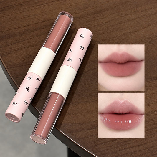 Dual-Ended Liquid Lipstick & Lip Gloss Duo in Cute Bow Case