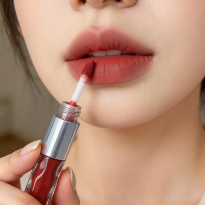 Dual-Ended Glassy Gloss & Velvet Lip Stain Duo in Metallic Tube