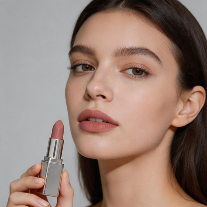 Velvet Matte Nude Lipstick in Sleek Silver Case