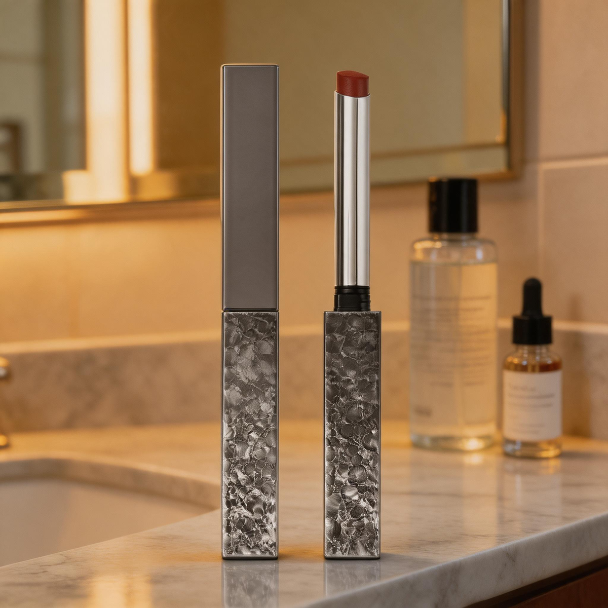 Velvet Matte Slim Lipstick in Textured Gunmetal Case